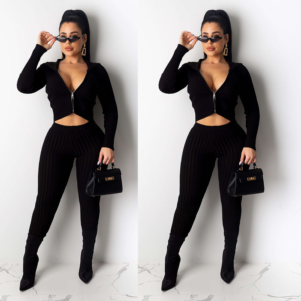 Hanging zipper two-piece nightclub suit