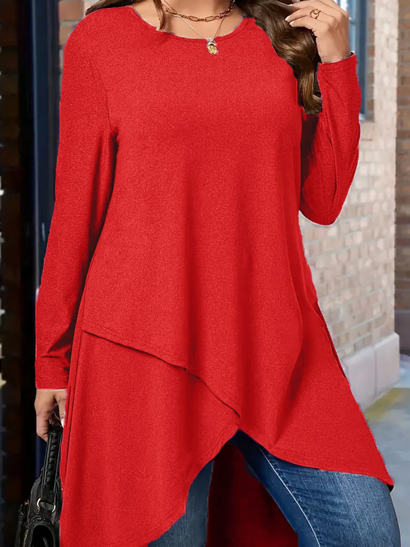 Plus Size Women's Autumn And Winter New Casual Loose Long Sleeves Outerwear Top
