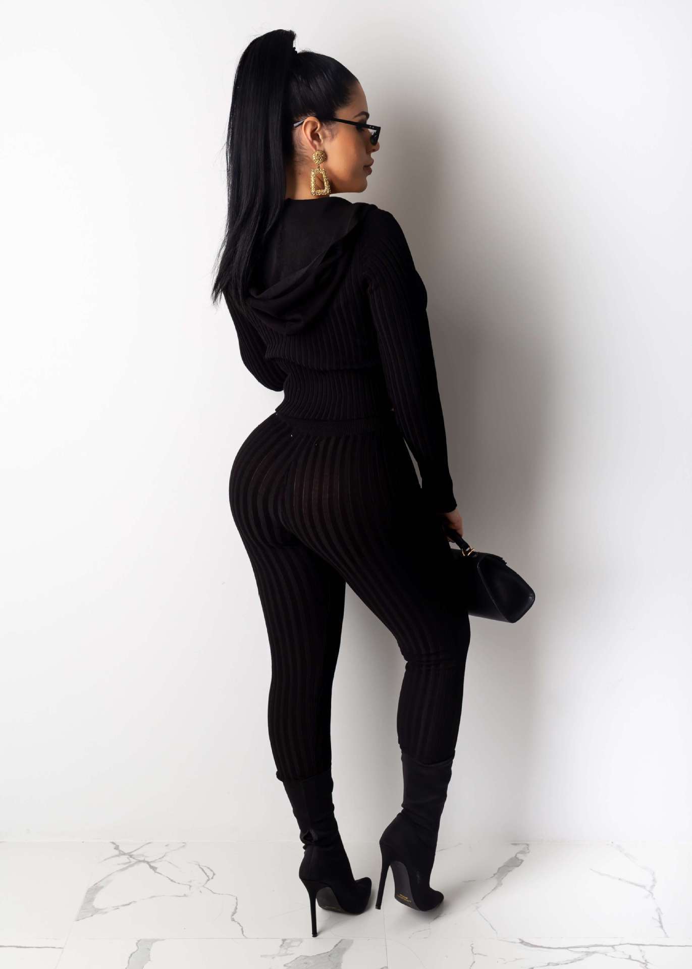 Hanging zipper two-piece nightclub suit