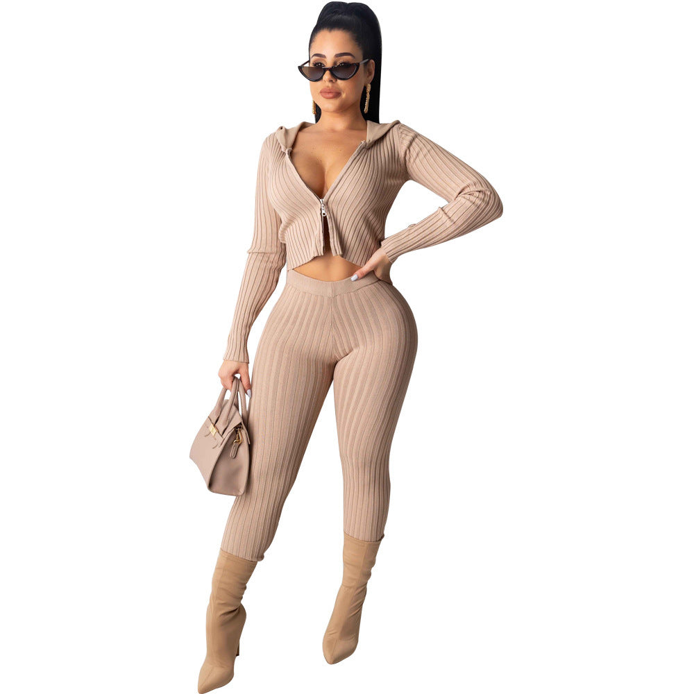 Hanging zipper two-piece nightclub suit