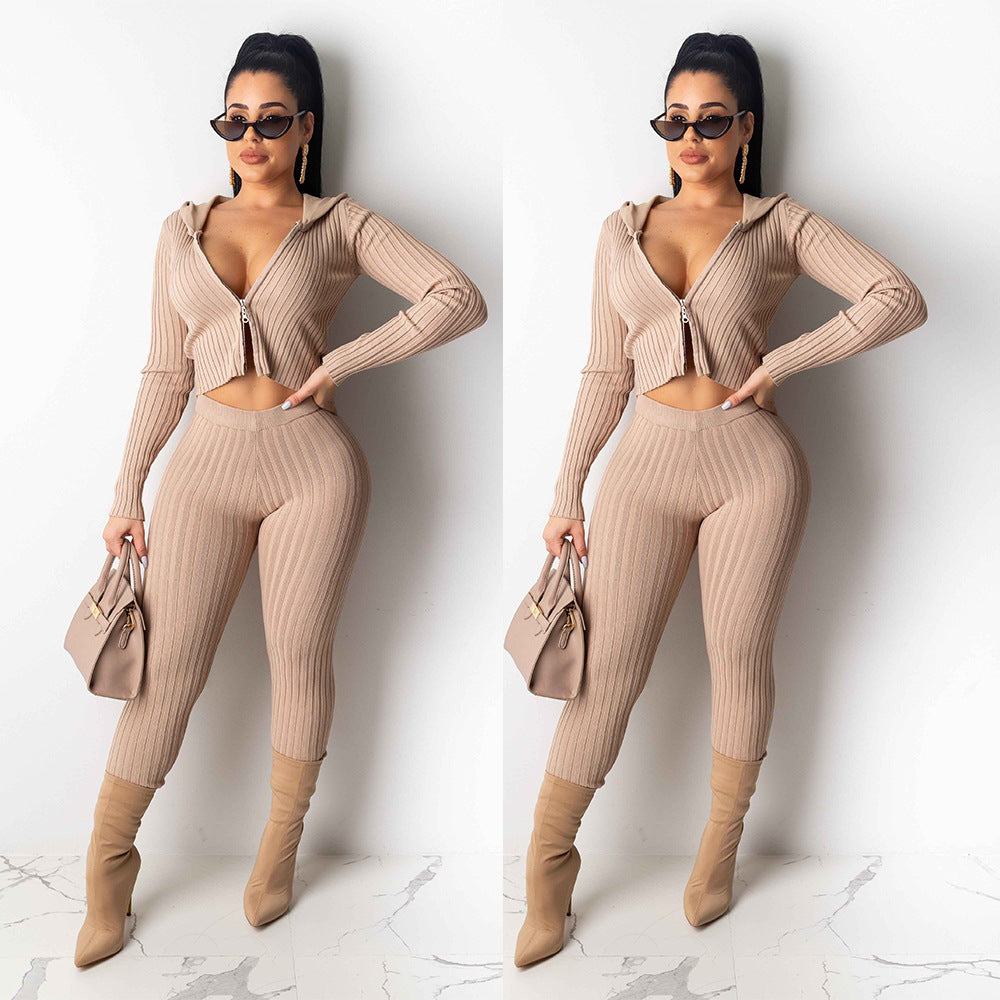 Hanging zipper two-piece nightclub suit