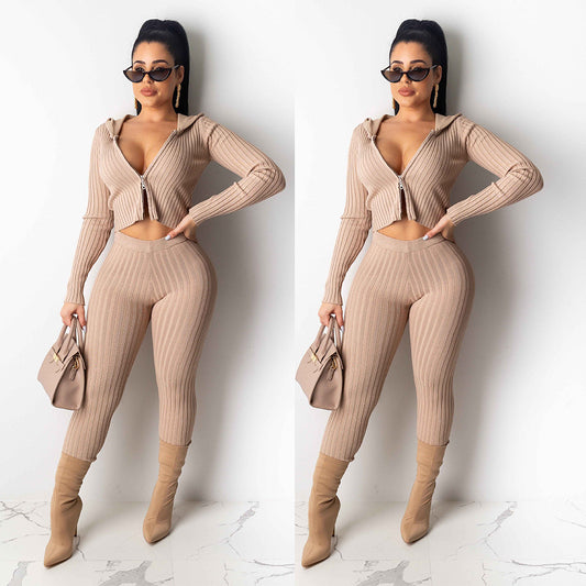 Hanging zipper two-piece nightclub suit