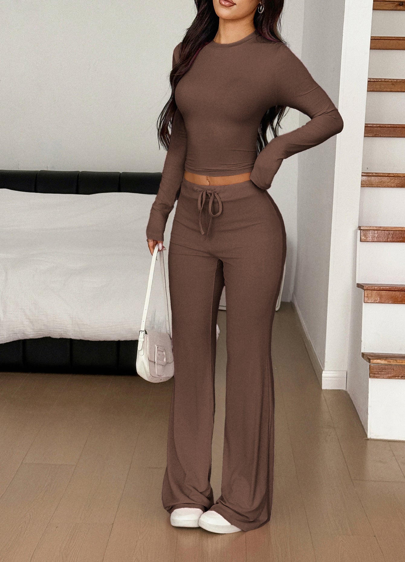 Sports Style Long Sleeve Trousers Suit Women's Clothing