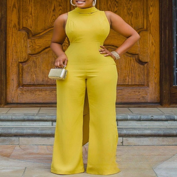 Fashionable Knitted Sleeveless Slim Fit Women's Jumpsuit