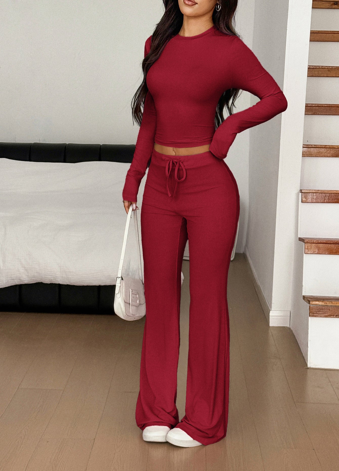 Sports Style Long Sleeve Trousers Suit Women's Clothing